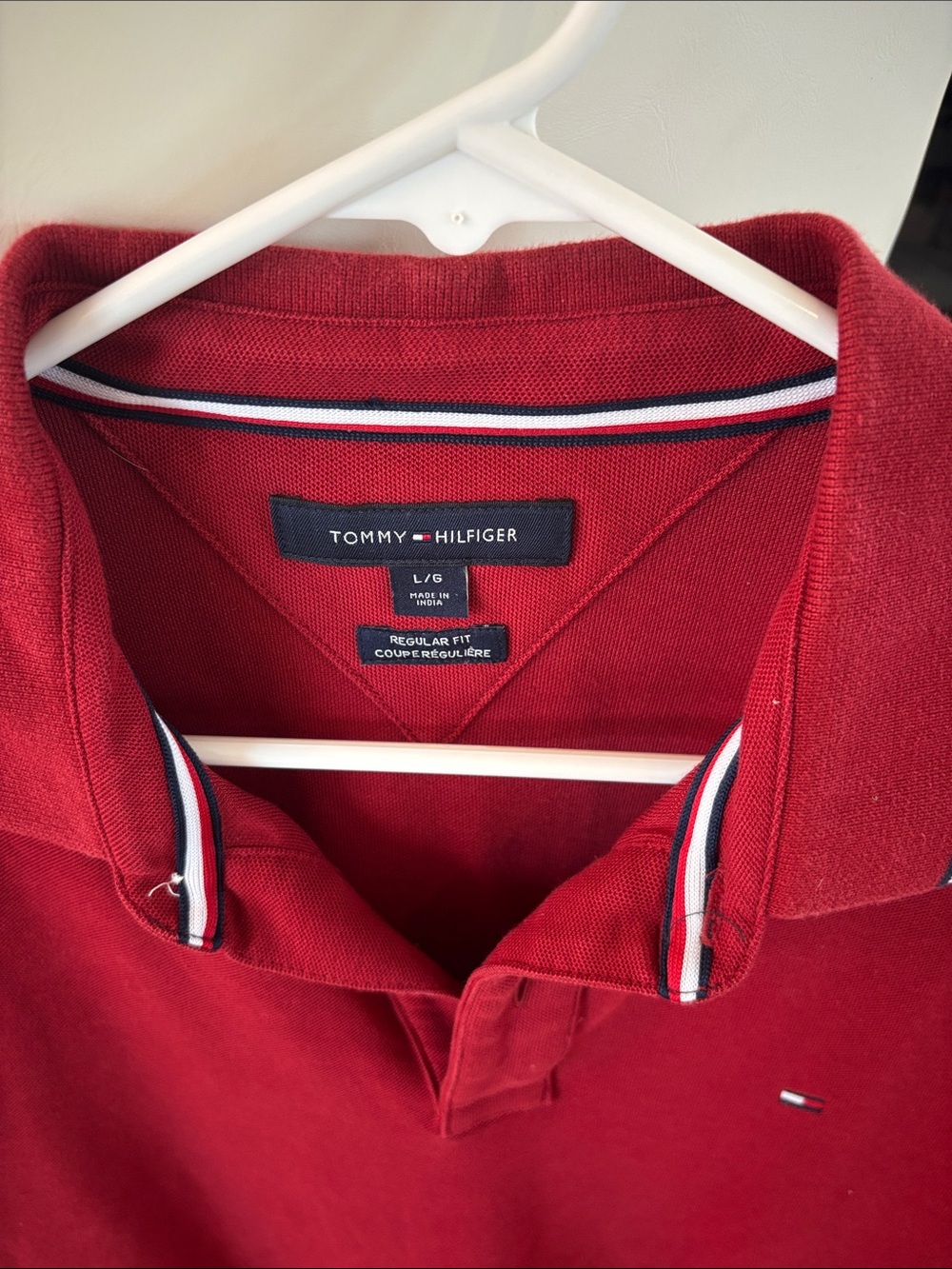 Tommy Hilfiger Red Polo with Contrast Stripe Trim - Picture 2 of 4